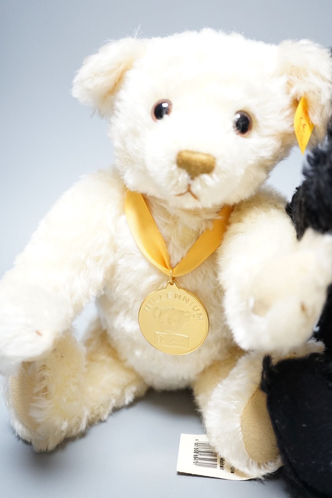 A Steiff Teddy Rolo Plan, 30cm, box and certificate, White label, with Steiff Yellow tag Millenium Bear for Danbury Mint, with certificate